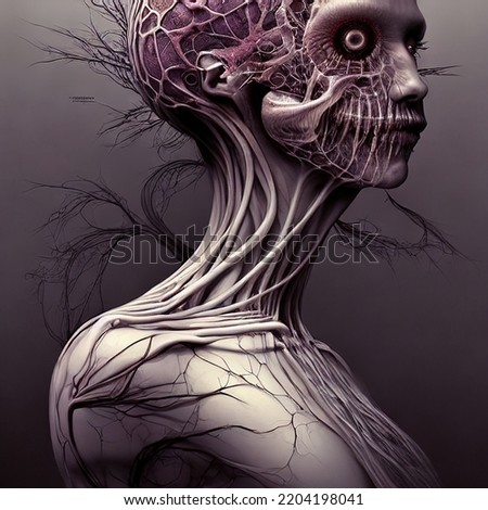 3D Rendering 3D Illustration alien human hybrid medical drawing alien monster symbiote science fiction scifi alien infection alien virus 
