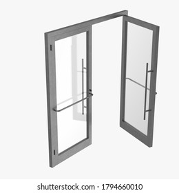 3d Rendering Illustration Of Aluminium French Doors