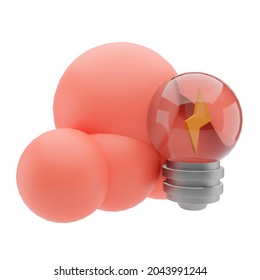 3d rendering or illustration brainstorming with light bulb or lamp creative idea concept