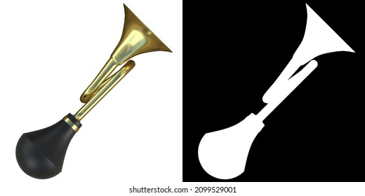 3D Rendering Illustration Of A Brass Vehicle Horn