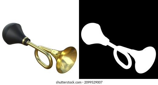 3D Rendering Illustration Of A Brass Vehicle Horn