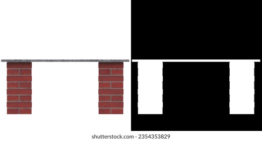 3D rendering illustration of a brick bench