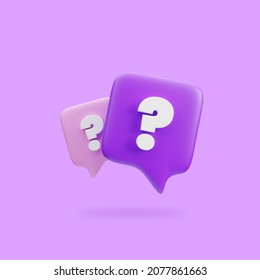 3d rendering illustration bubble chat icon question mark purple , 3d, render, chat, question, suitable for web illustrations, hero pages, landing pages
