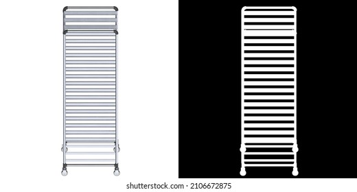 3D Rendering Illustration Of A Canteen Tray Trolley