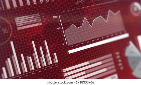 3D rendering illustration of charts and graphs showing a stock market crash