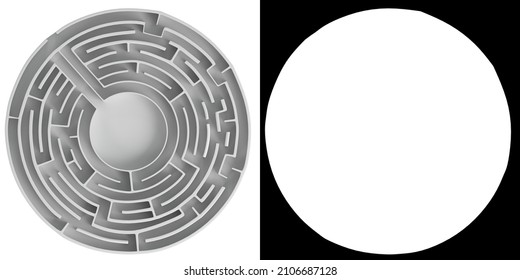 3D Rendering Illustration Of A Circular Labyrinth