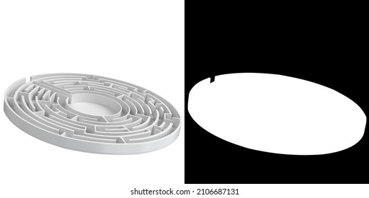 3D Rendering Illustration Of A Circular Labyrinth