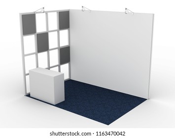 3d Rendering 3d Illustration Exhibition Stand Stock Illustration 1163470042