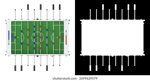 3D rendering illustration of a foosball table football with coin acceptor