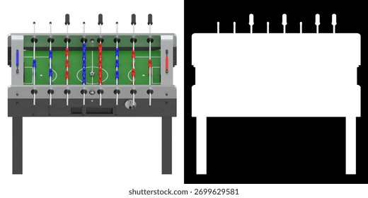 3D rendering illustration of a foosball table football with coin acceptor