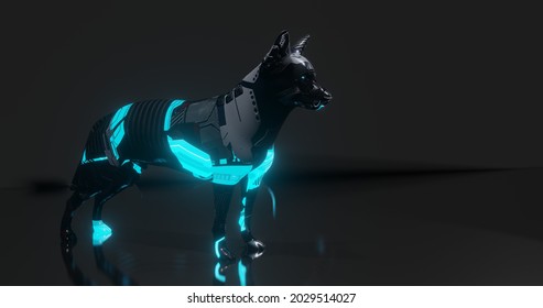 3d rendering illustration of a futuristic science fiction dog 