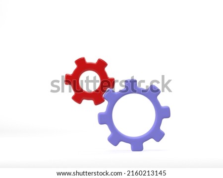 3D rendering, 3D illustration. Gear wheels. cogs and gears mechanism on blue background.