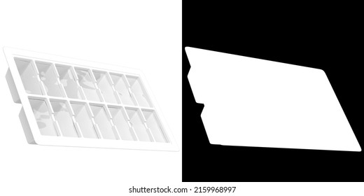 3D rendering illustration of an ice cube tray