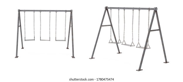 ( 3D Rendering, illustration ) kids swing sets isolated on white