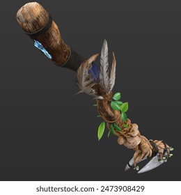 3D Rendering Illustration of Magic Fantasy Staves Staff Weapons Isolated on Dark Background