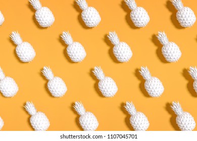 3D Rendering : illustration of many white pineapple mock up with pastel colorful background. pineapple put on flay lay. summer fresh fruit concept. fruit background. high resolution