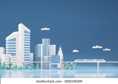 Cool Cityscape Illustration Long Big Bridge Stock Vector (Royalty Free ...