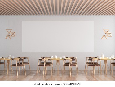 3D Rendering, 3D Illustration, Mockup Photo Frame On The Wall Of Lounge Or Canteen, Interior Of Comfortable With Luxury Sofa And Beautiful Furniture, Rendering