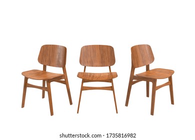 3D Rendering Illustration Modern Chair Interior Design .Realistic Bright Wood Chair Isolated On White Background.