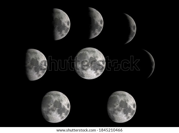3D rendering\
illustration of the moon\
phases