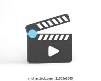 3D Rendering, 3D Illustration. Movie Clapper Icon Or Film Slate On White Background.