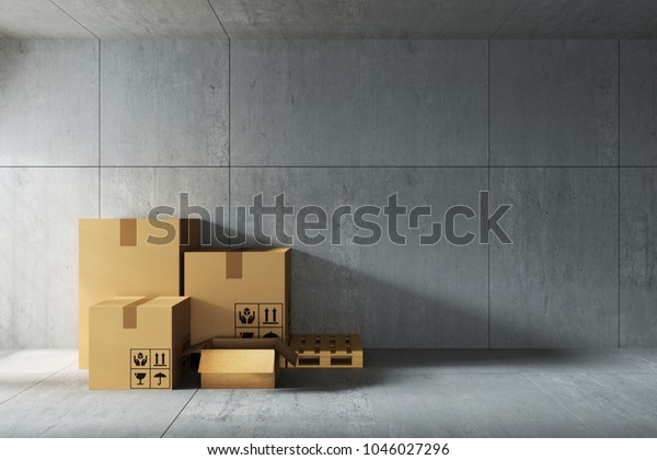3d Rendering Illustration Moving Boxes New Stock
