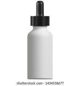 3D Rendering Illustration Of An Opaque Dropper Bottle With A Blank Label And A Black Top