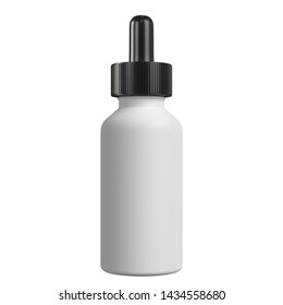 3D Rendering Illustration Of An Opaque Dropper Bottle With A Blank Label And A Black Top