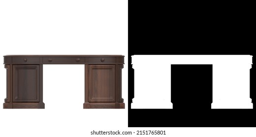 3D Rendering Illustration Of An Oval Office Executive Desk