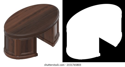 3D Rendering Illustration Of An Oval Office Executive Desk