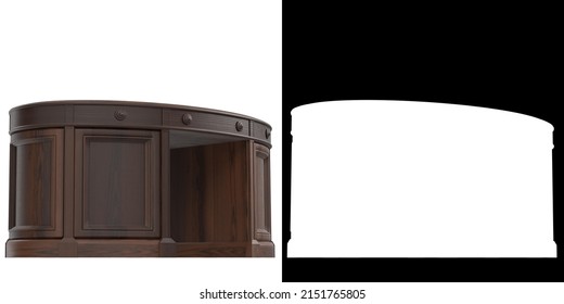 3D Rendering Illustration Of An Oval Office Executive Desk