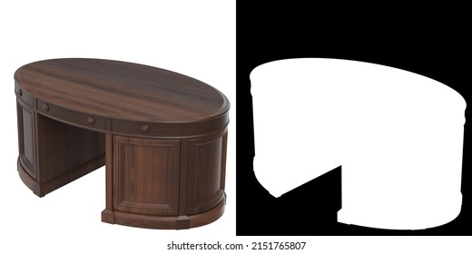 3D Rendering Illustration Of An Oval Office Executive Desk