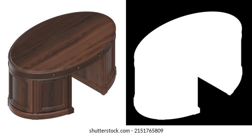 3D Rendering Illustration Of An Oval Office Executive Desk