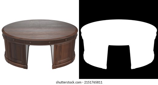 3D Rendering Illustration Of An Oval Office Executive Desk