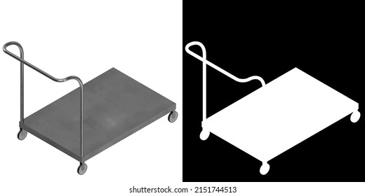 3D Rendering Illustration Of A Platform Trolley Cart