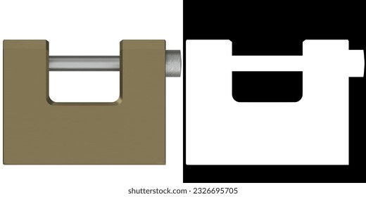 3D rendering illustration of a rectangular padlock