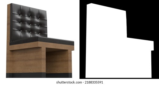 3D Rendering Illustration Of A Single Seat Diner Booth Banquette