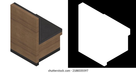 3D Rendering Illustration Of A Single Seat Diner Booth Banquette