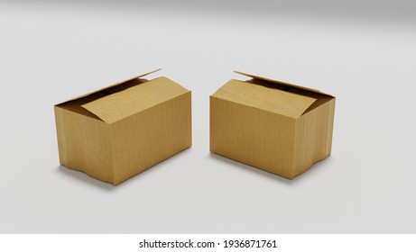 3D rendering of illustration of two cardboard boxes