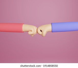 3d Rendering Illustration Two Hands Fists Punching Each Other