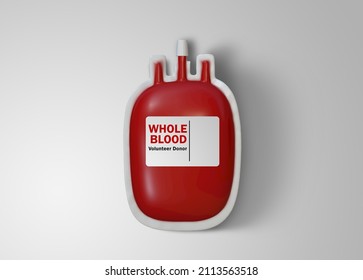 3D Rendering Image Of Blood Transfusion Bag On White Background