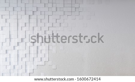 3d rendering image of  concrete wall which have square texture on it