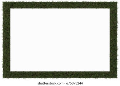 A 3D rendering from a image frame with natural grass, isolated on white.