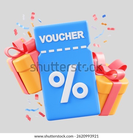 3d rendering image of gift voucher with subtle color combination