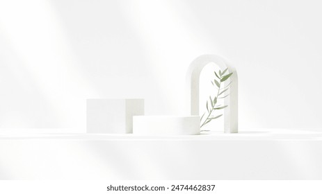 3D rendering image illustration of empty space podium display for product mockup background in landscape