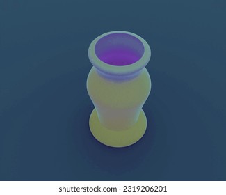 3D rendering image of a magical multi-colored vase on a blue background