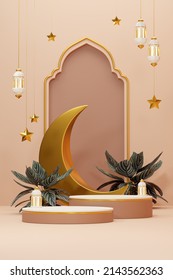 3d rendering image ramadan   eid fitr theme greeting background and islamic decoration objects