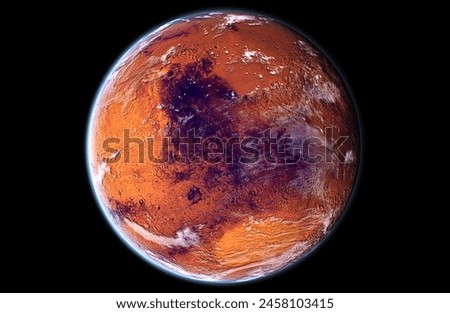 3d rendering image of the red planet Mars isolated in starless black space