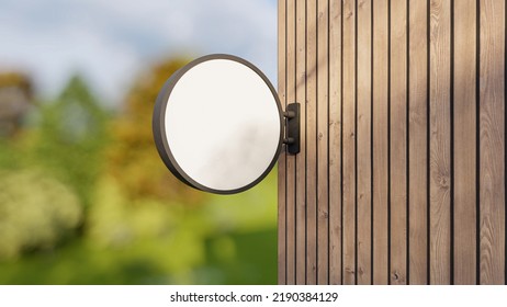 A 3d rendering image of sign on the concrete wall and wooden wall