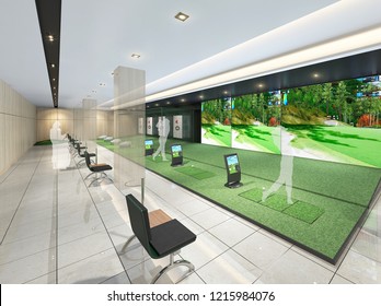 3d Rendering Of Indoor Golf Driving Range